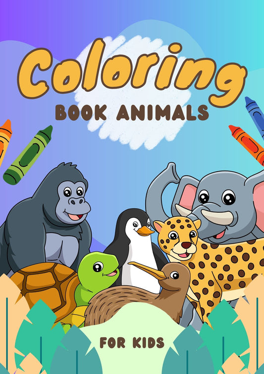 Blue Colorful Illustrative Animals Activity Worksheet Coloring Book For Kids