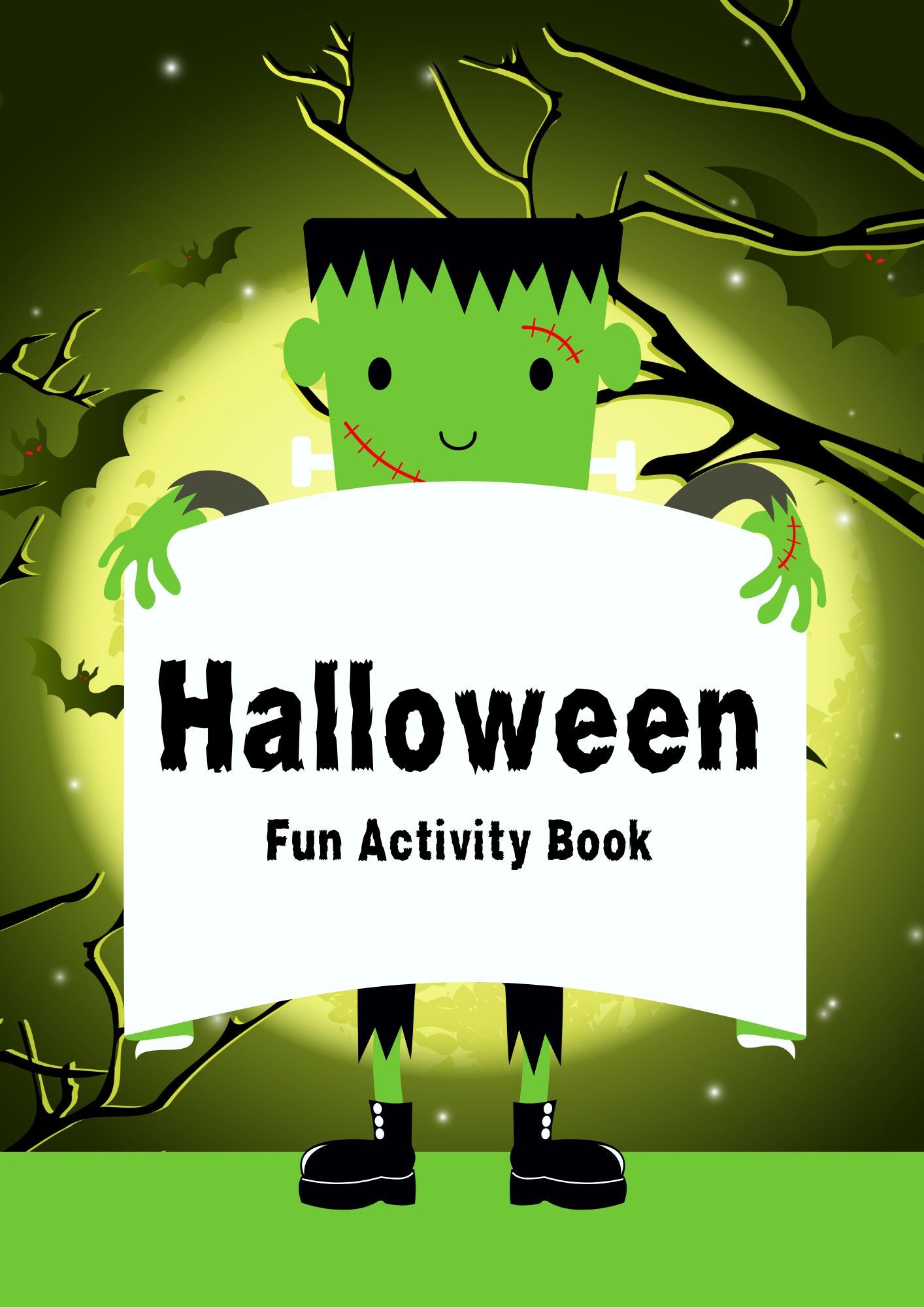 Frankenstein Halloween Worksheets in White Green Fun Style