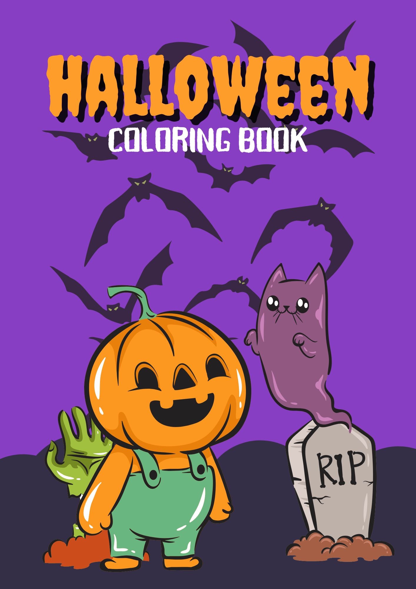 Purple White Playful Fun Halloween Coloring Book Education Worksheet