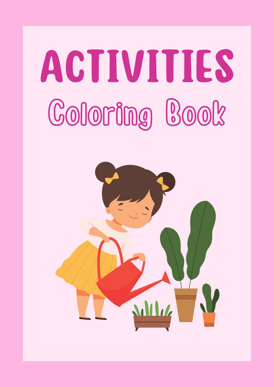 Activities Coloring Book in Black White Style