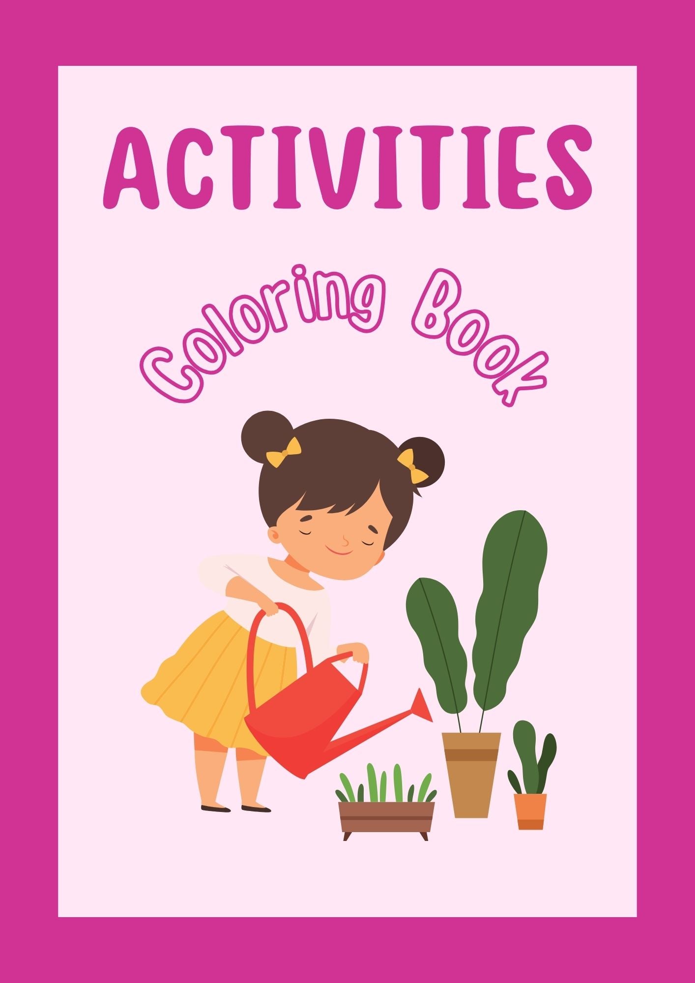 Activities Coloring Book in Black White Style