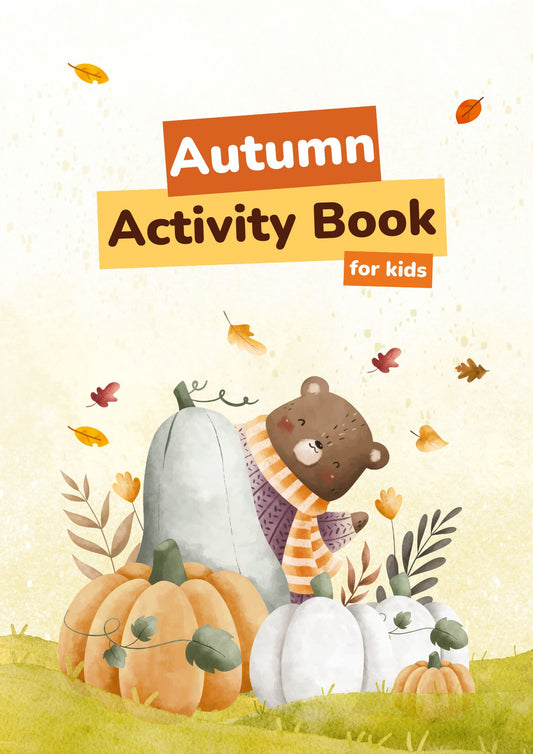 Autumn Activity Book Worksheet for Kids Yellow and Orange in Cute Illustrative Style