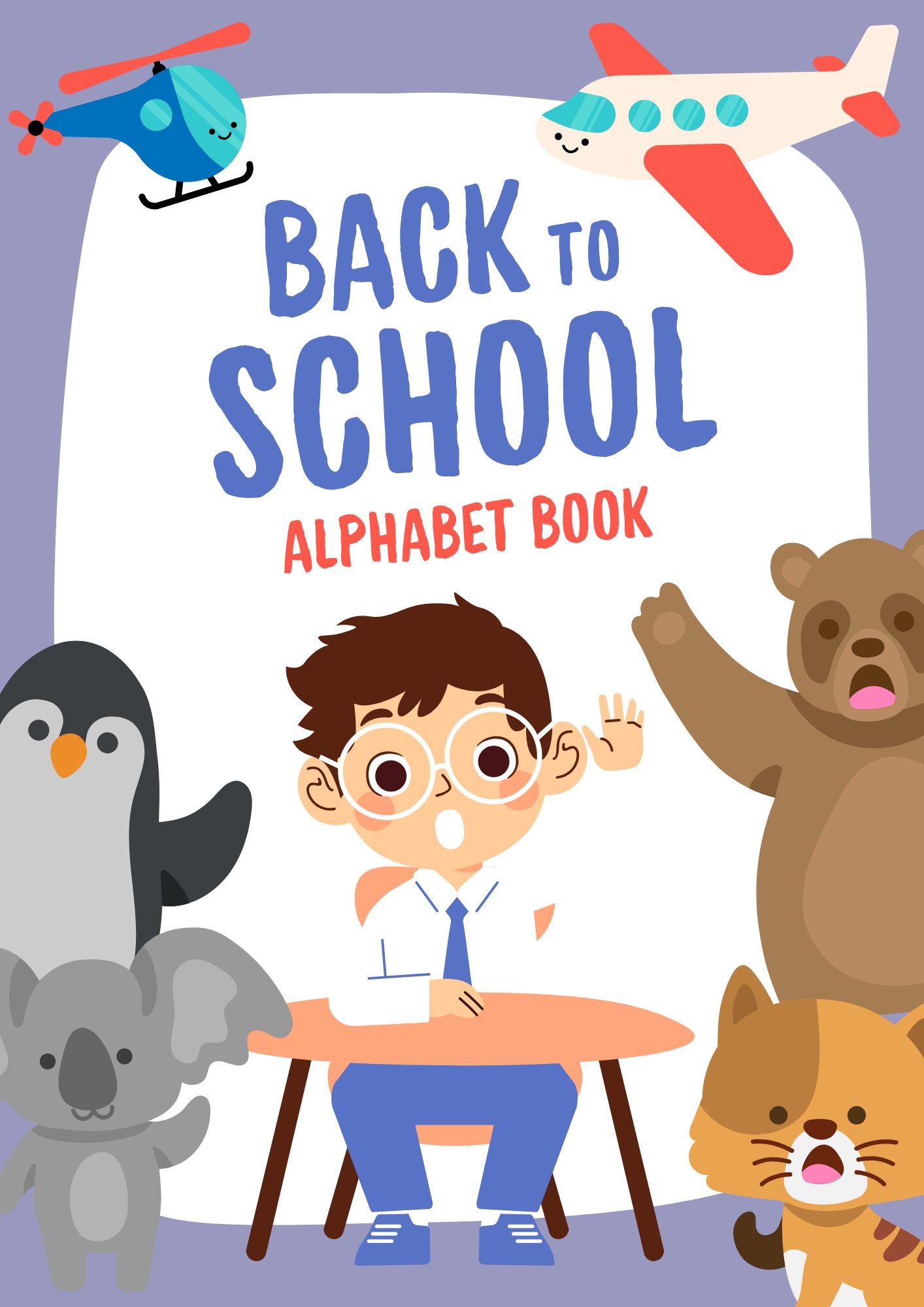 Back to School Alphabet Tracing Book in Orange Blue Cute Style