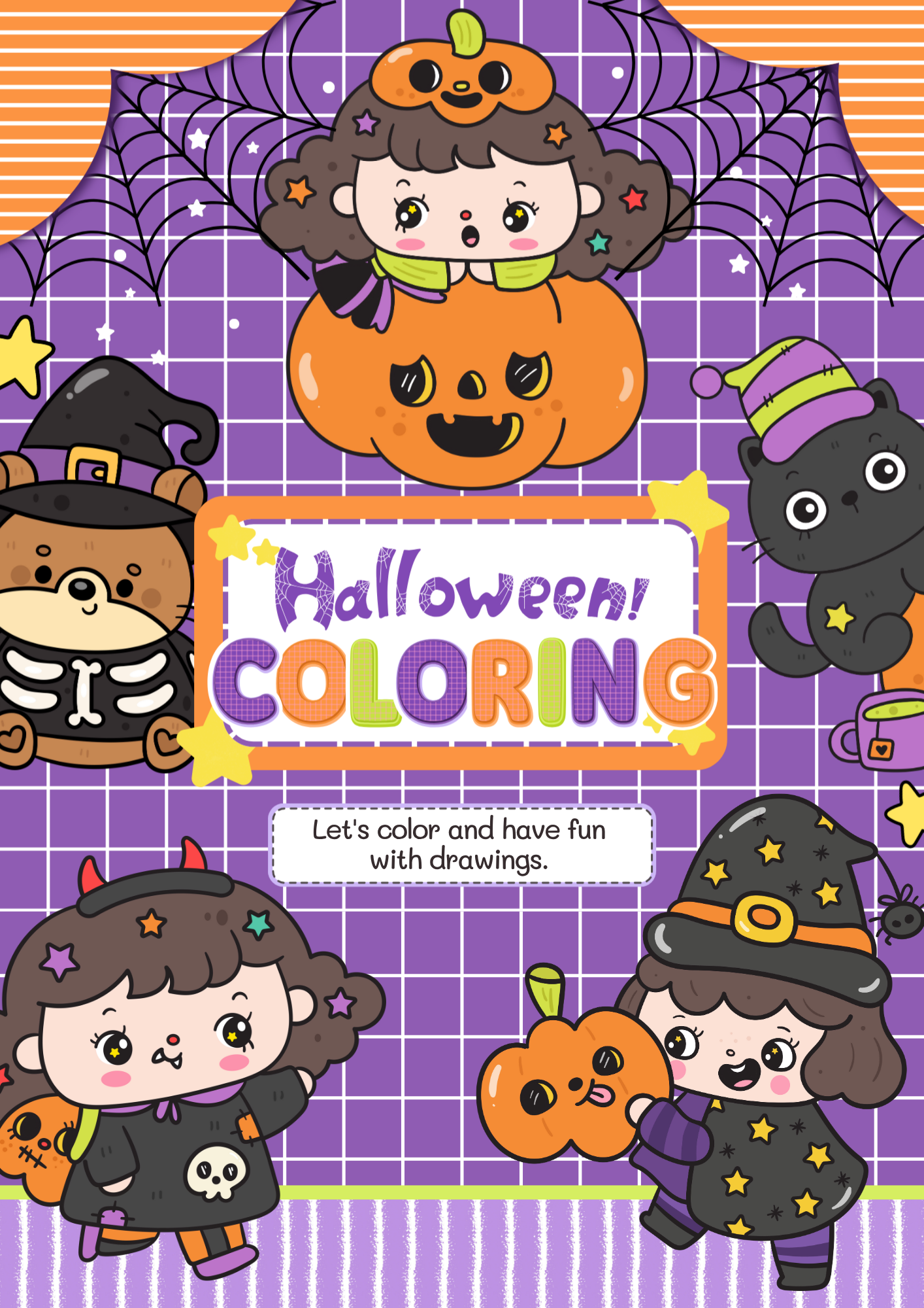 Black and White Cute Halloween Coloring Book