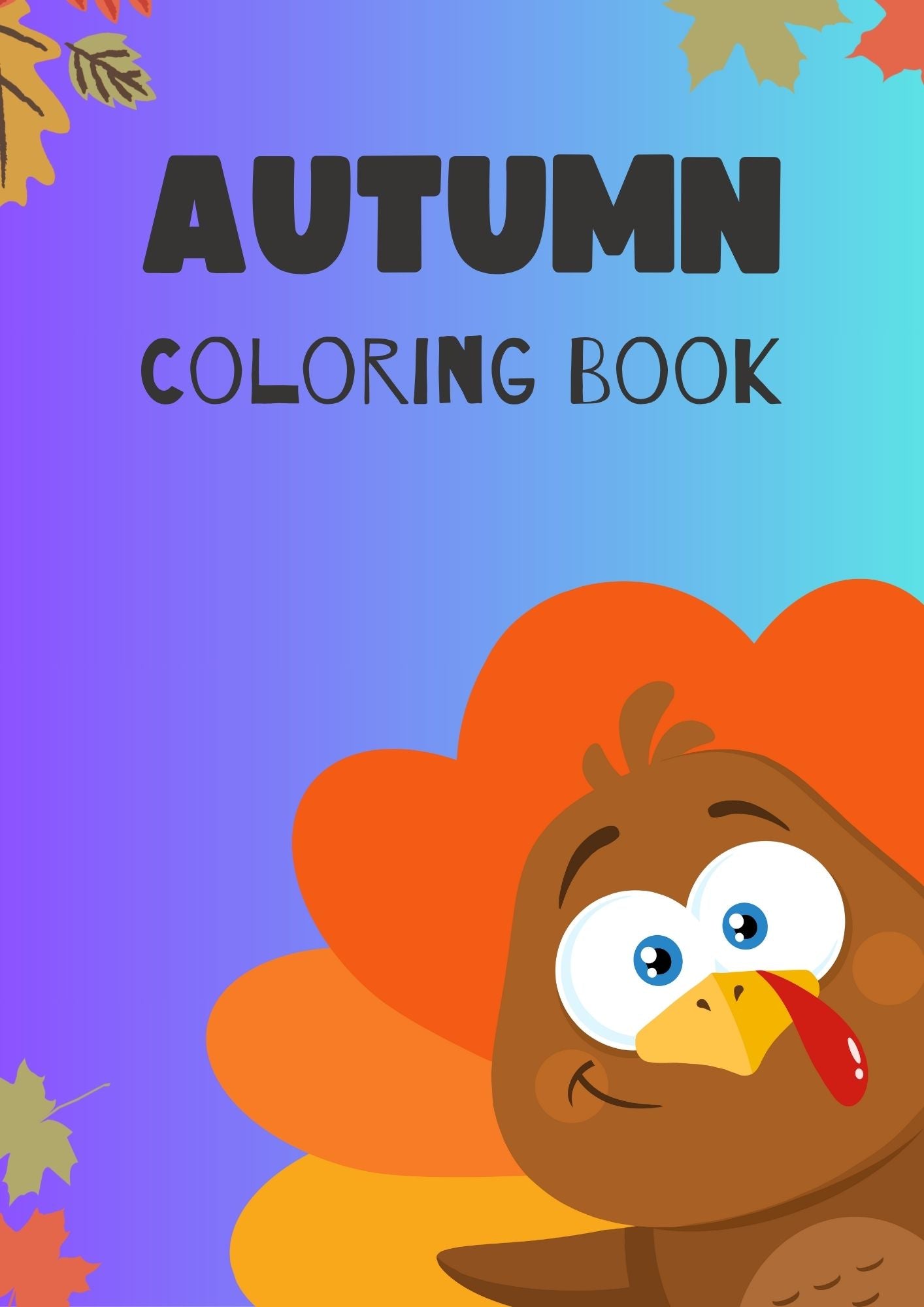 Black and White Illustrated Autumn Coloring Book