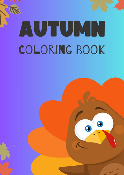 Black and White Illustrated Autumn Coloring Book