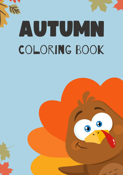 Black and White Illustrated Autumn Coloring Book
