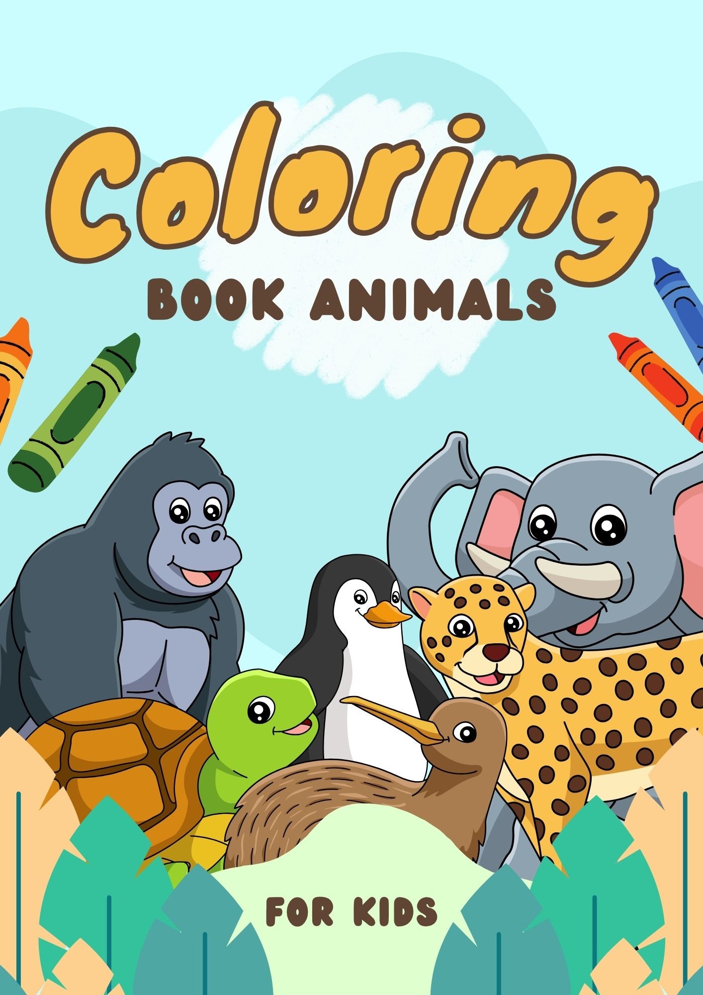 Blue Colorful Illustrative Animals Activity Worksheet Coloring Book For Kids
