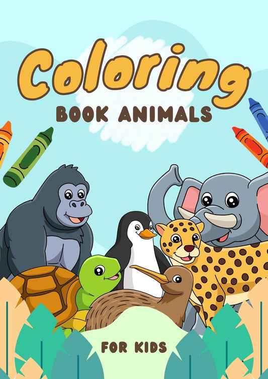 Blue Colorful Illustrative Animals Activity Worksheet Coloring Book For Kids