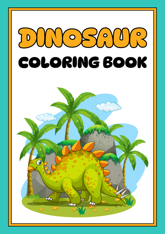 Dinosaurs Coloring Booklet Grayscale Lined Illustrative Style