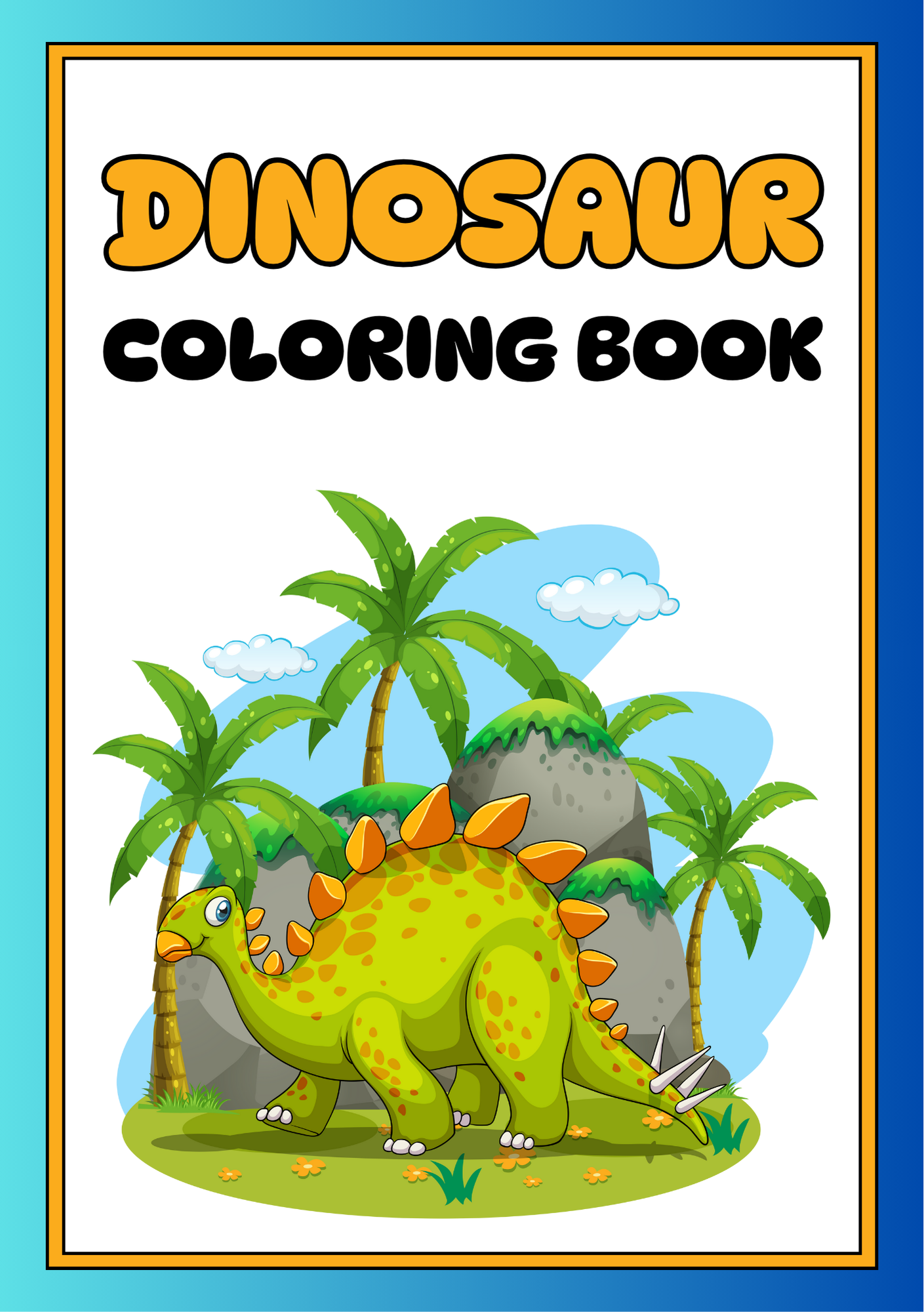 Dinosaurs Coloring Booklet Grayscale Lined Illustrative Style
