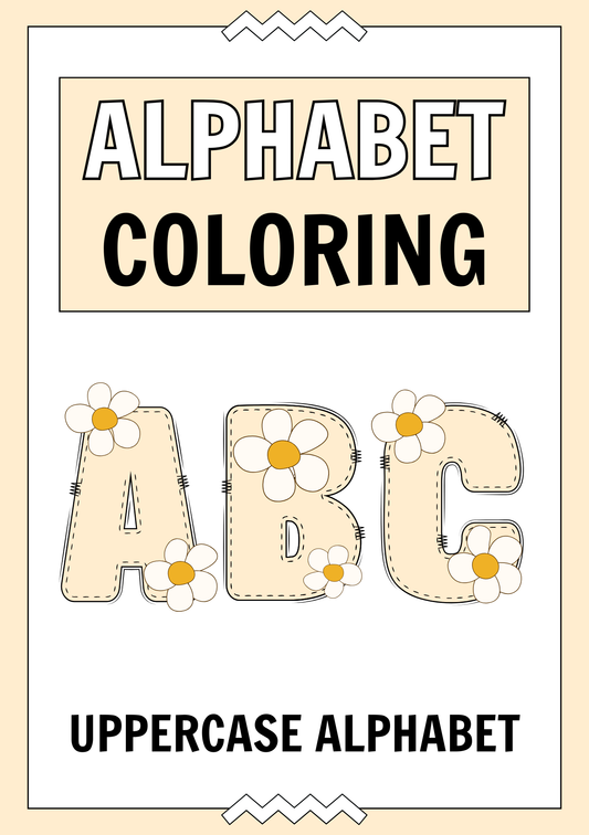 Flower Alphabet Coloring Booklet in Grayscale Illustrative Style