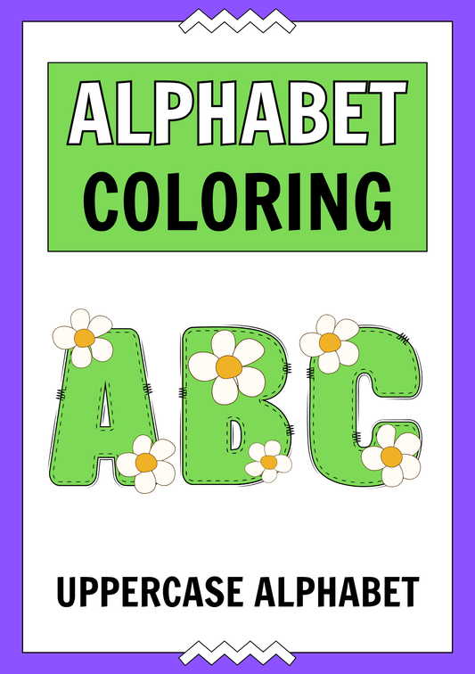 Flower Alphabet Coloring Booklet in Grayscale Illustrative Style