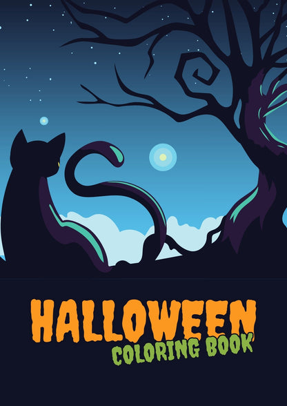 Halloween Coloring Book in Orange, Green and Purple Comic Style