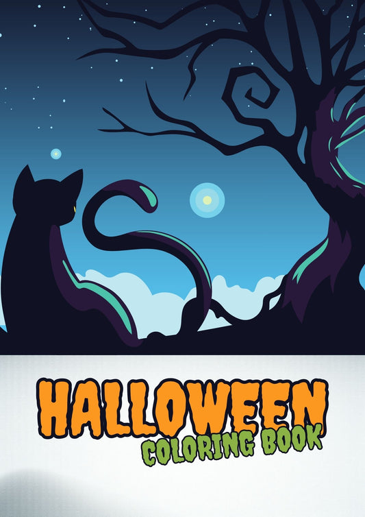 Halloween Coloring Book in Orange, Green and Purple Comic Style