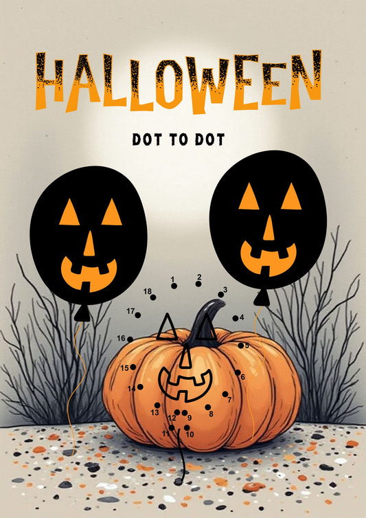 Halloween Dot to Dot Worksheets in Orange Illustrative Style