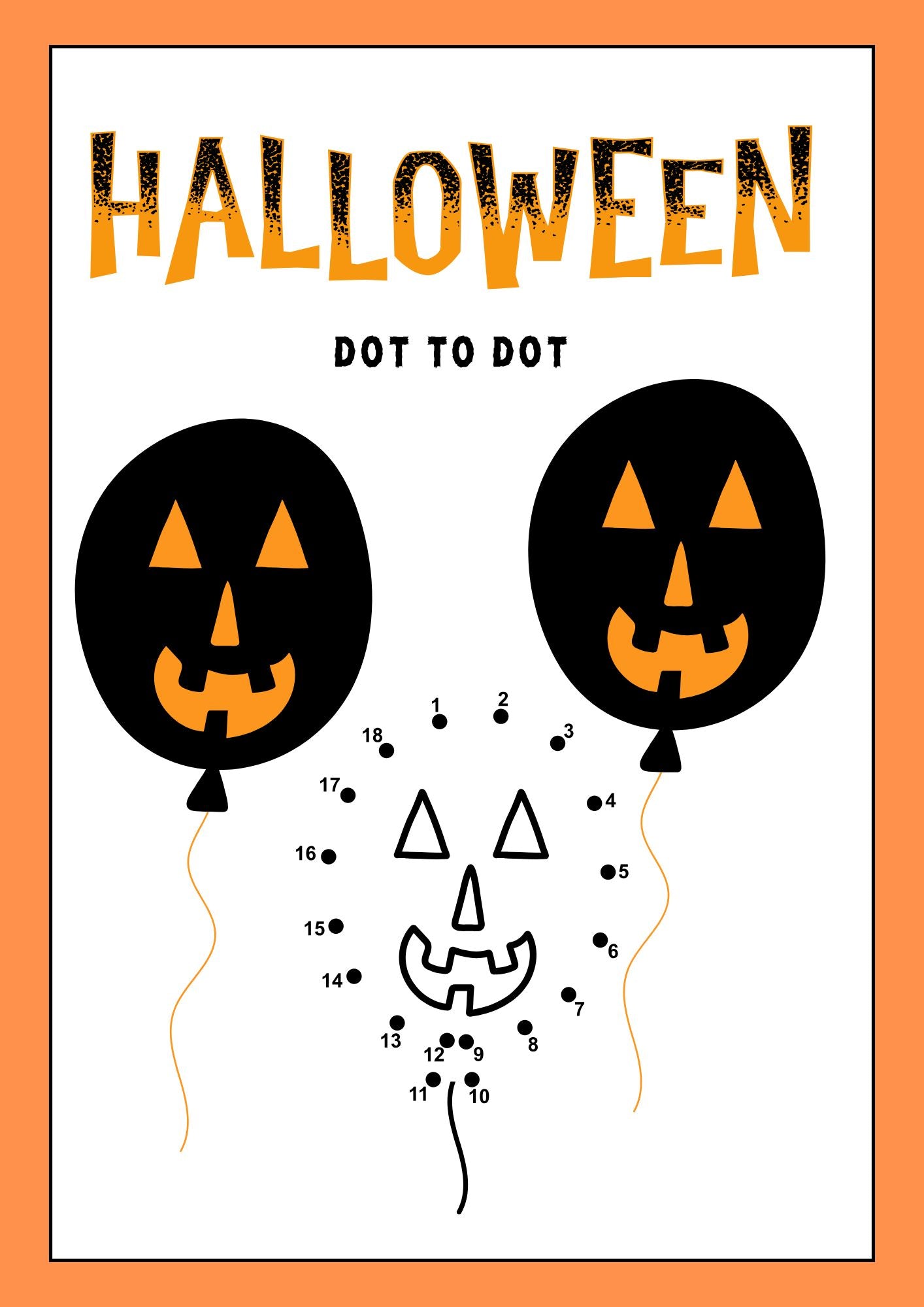 Halloween Dot to Dot Worksheets in Orange Illustrative Style