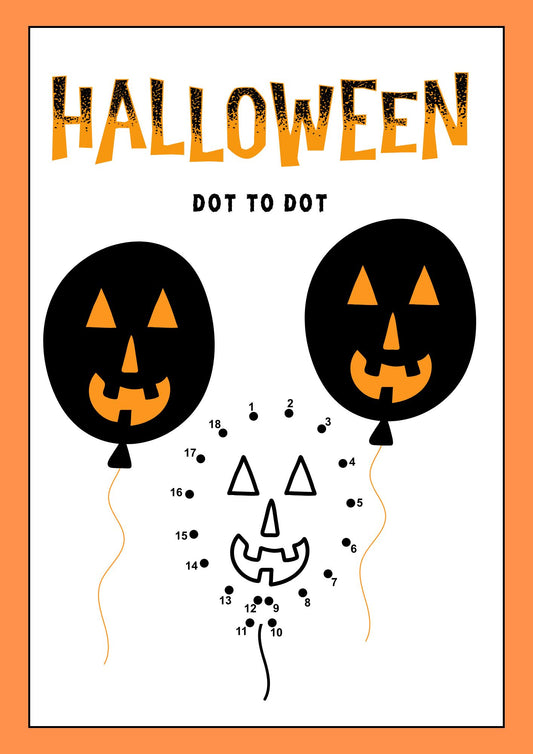 Halloween Dot to Dot Worksheets in Orange Illustrative Style
