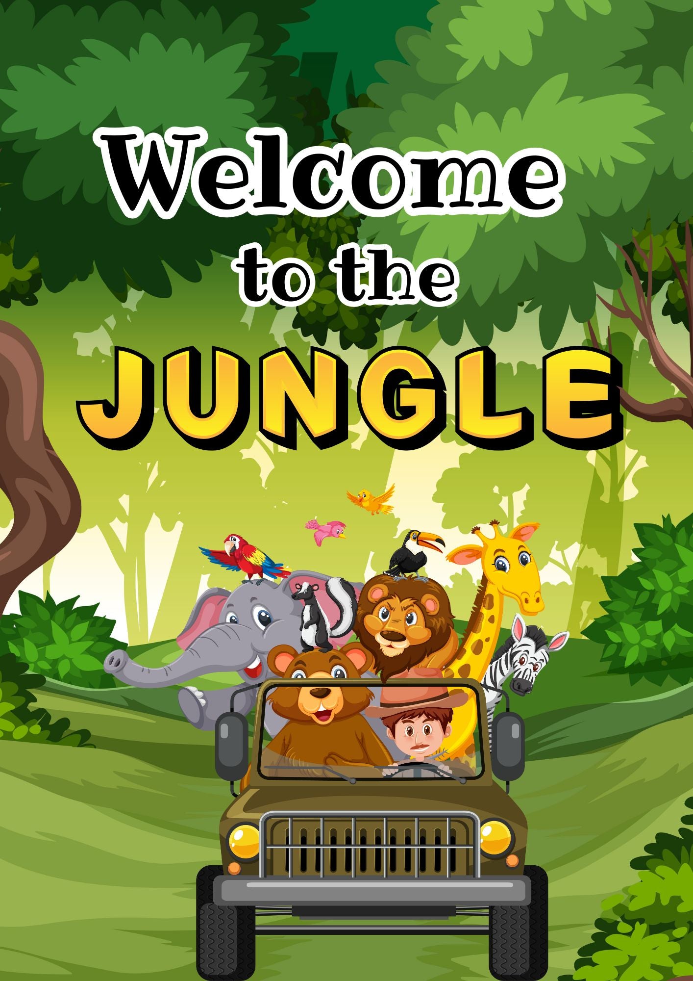 Jungle Themed Coloring Book in Illustrative Style