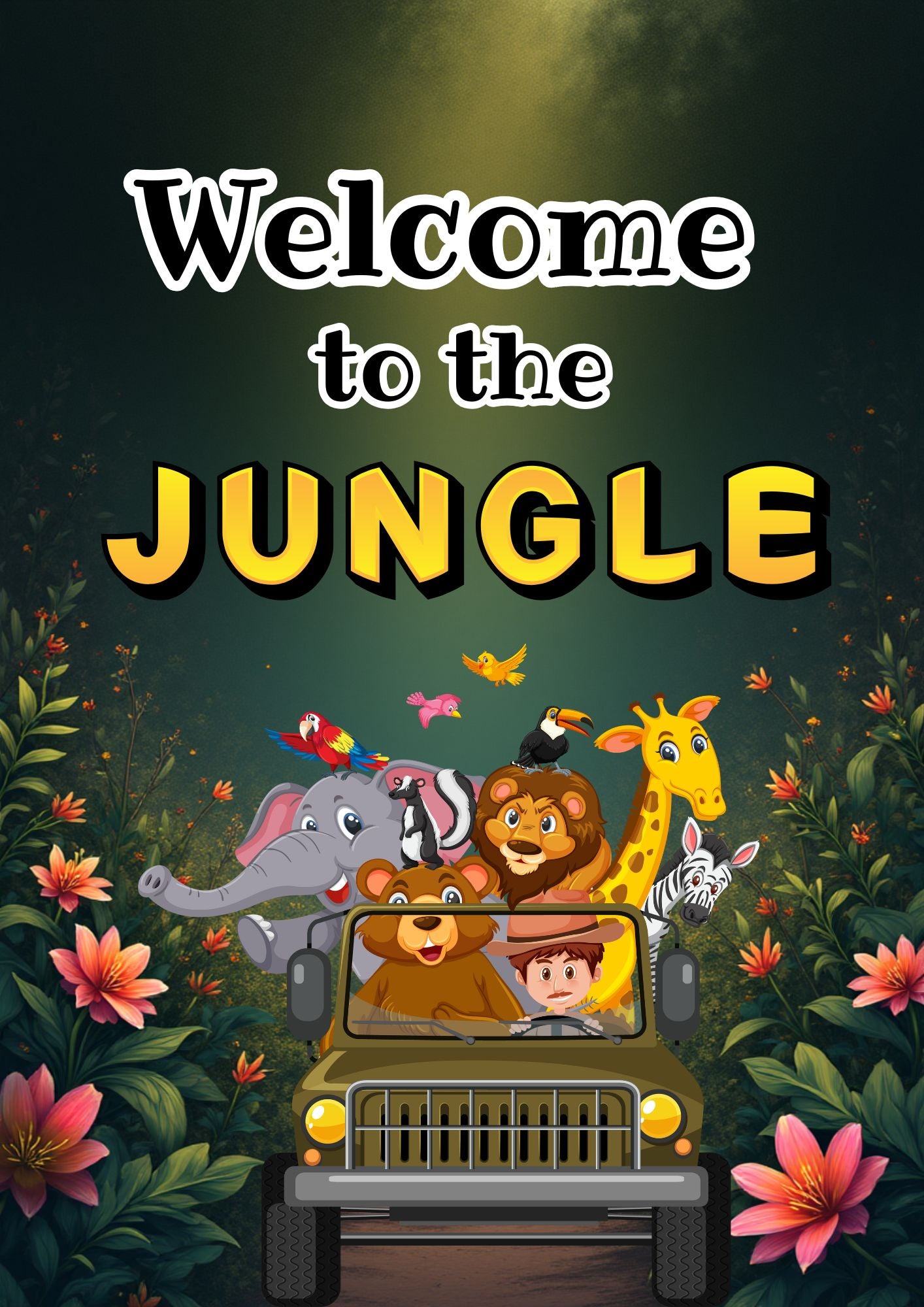 Jungle Themed Coloring Book in Illustrative Style