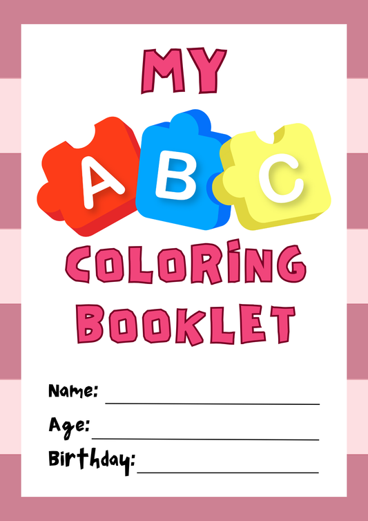 My ABC Coloring Booklet Worksheet in Pink Cute Style