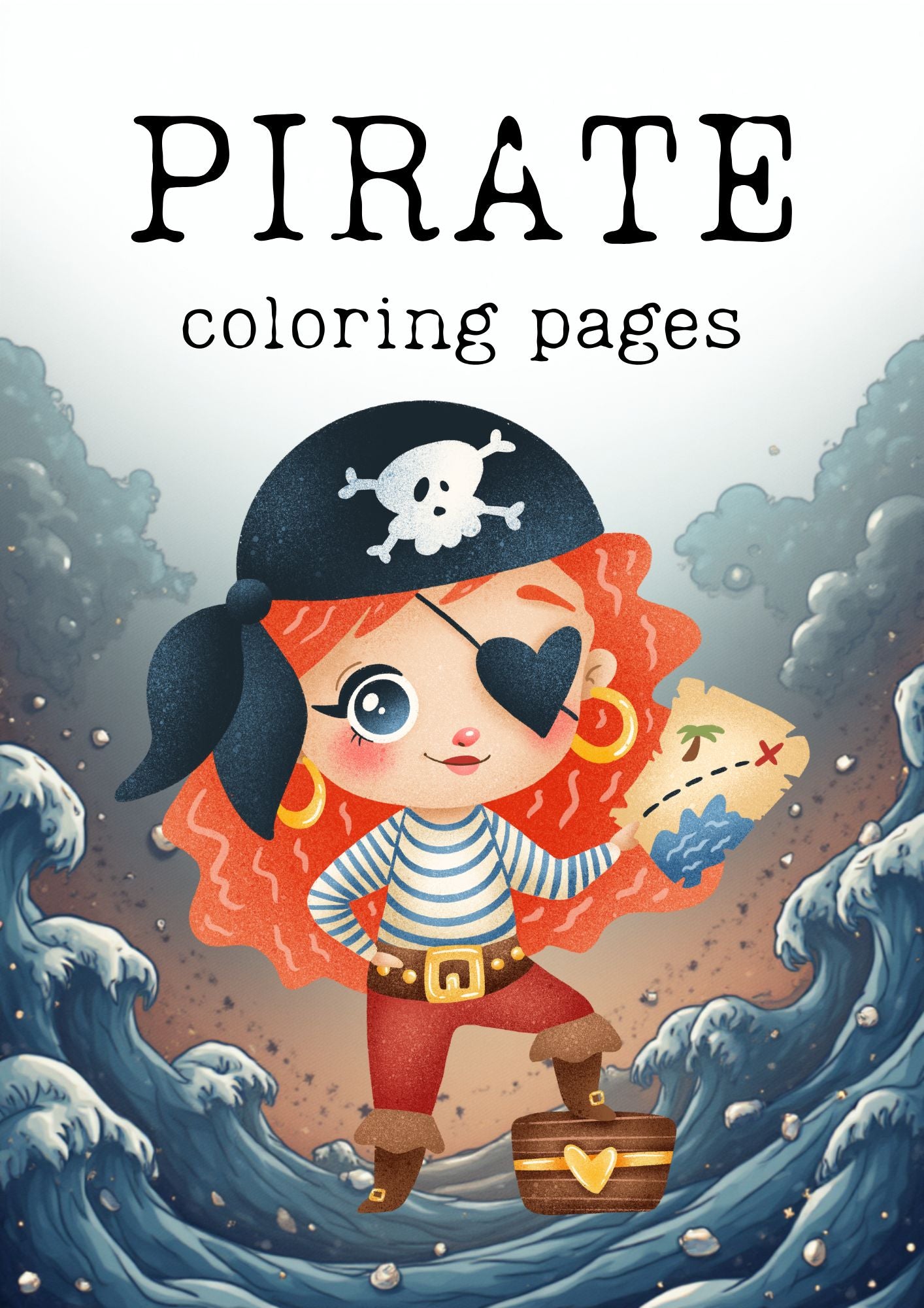 Pirate Coloring Worksheets in Grayscale Cartoons