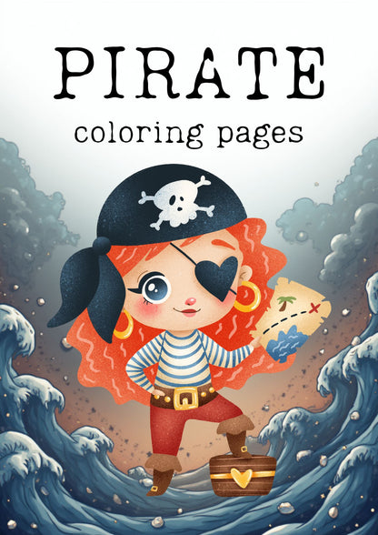 Pirate Coloring Worksheets in Grayscale Cartoons
