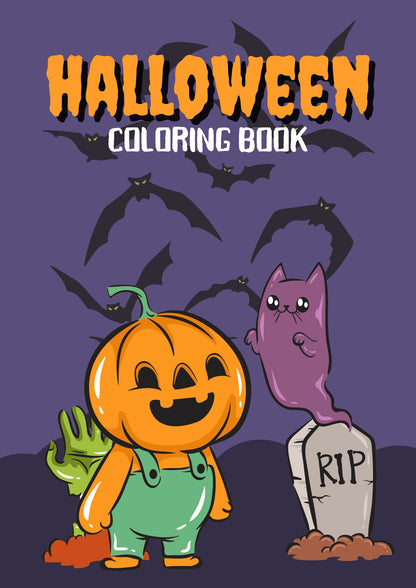 Purple White Playful Fun Halloween Coloring Book Education Worksheet