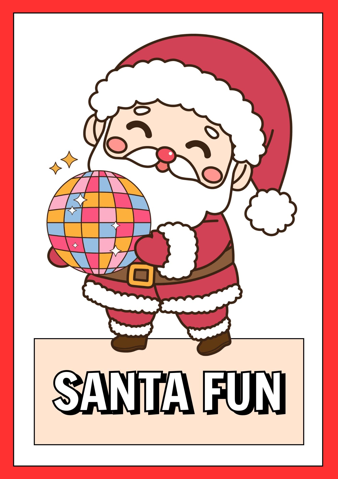 Santa Coloring Booklet Grayscale Lined Cartoons
