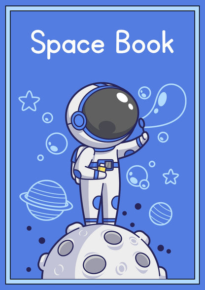 Space Coloring Book Worksheet in Blue White Illustrative Style