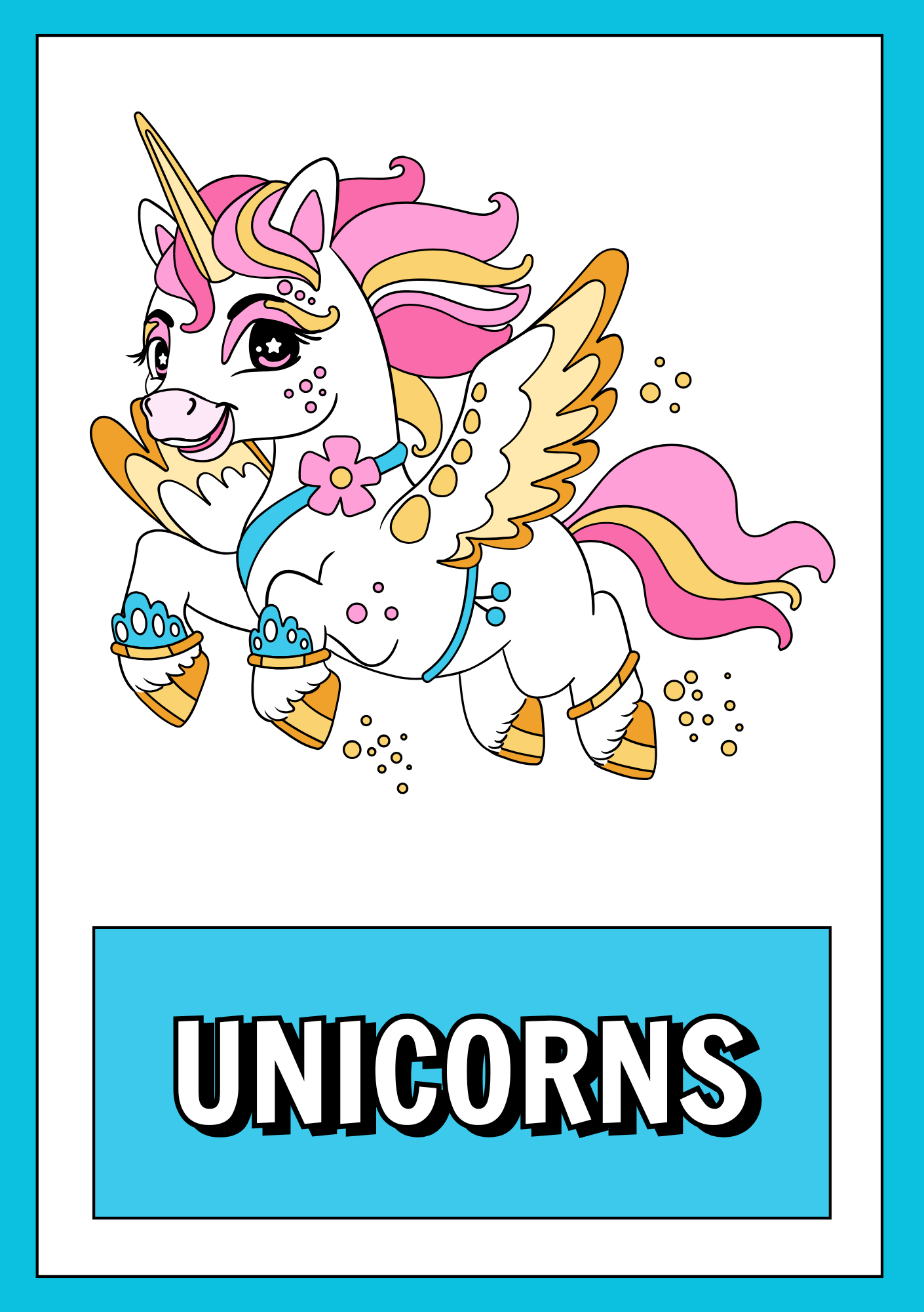 Unicorns Coloring Booklet Grayscale Lined Cartoons