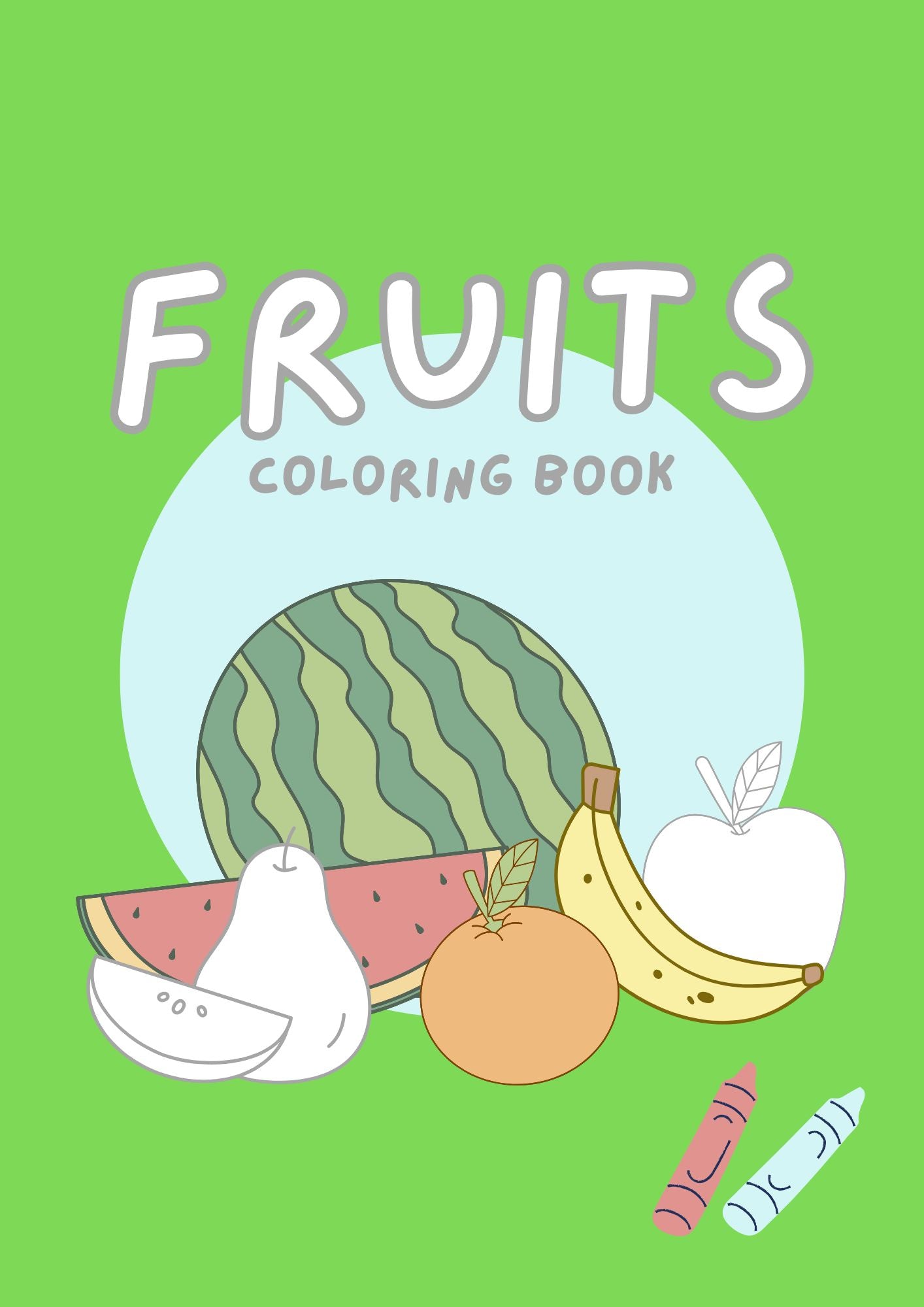 White Simple Fruits Coloring Book